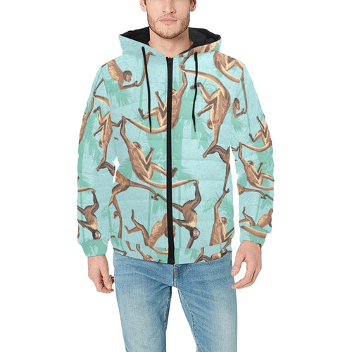 Monkey Palm tree background Men's Padded Hooded Jacket