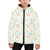 Coral Reef Pattern Print Design 02 Kids' Boys' Girls' Padded Hooded Jacket