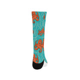 Octopus turquoise background Crew Socks