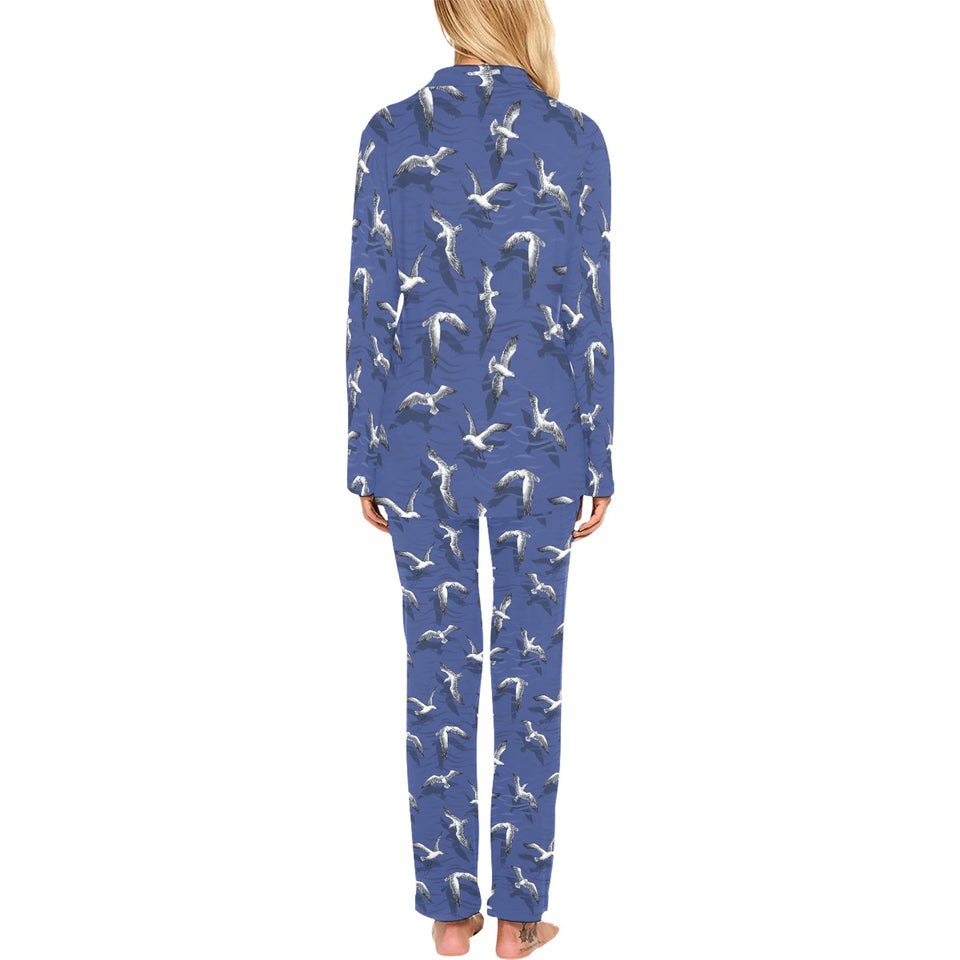 Seagull Pattern Print Design 03 Women's Long Pajama Set