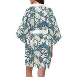 Sea turtle Polynesian Tribal design pattern Women's Short Kimono Robe