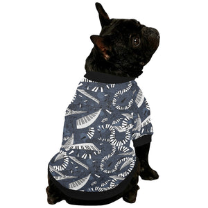 Piano Pattern Print Design 02 All Over Print Pet Dog Round Neck Fuzzy Shirt