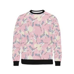 Japanese crane rose pattern Men's Crew Neck Sweatshirt