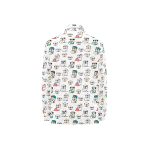 English Bulldog Pattern Print Design 03 Women's Long Sleeve Polo Shirt