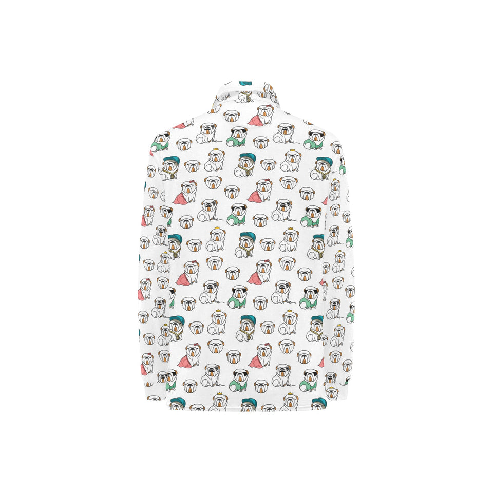 English Bulldog Pattern Print Design 03 Women's Long Sleeve Polo Shirt
