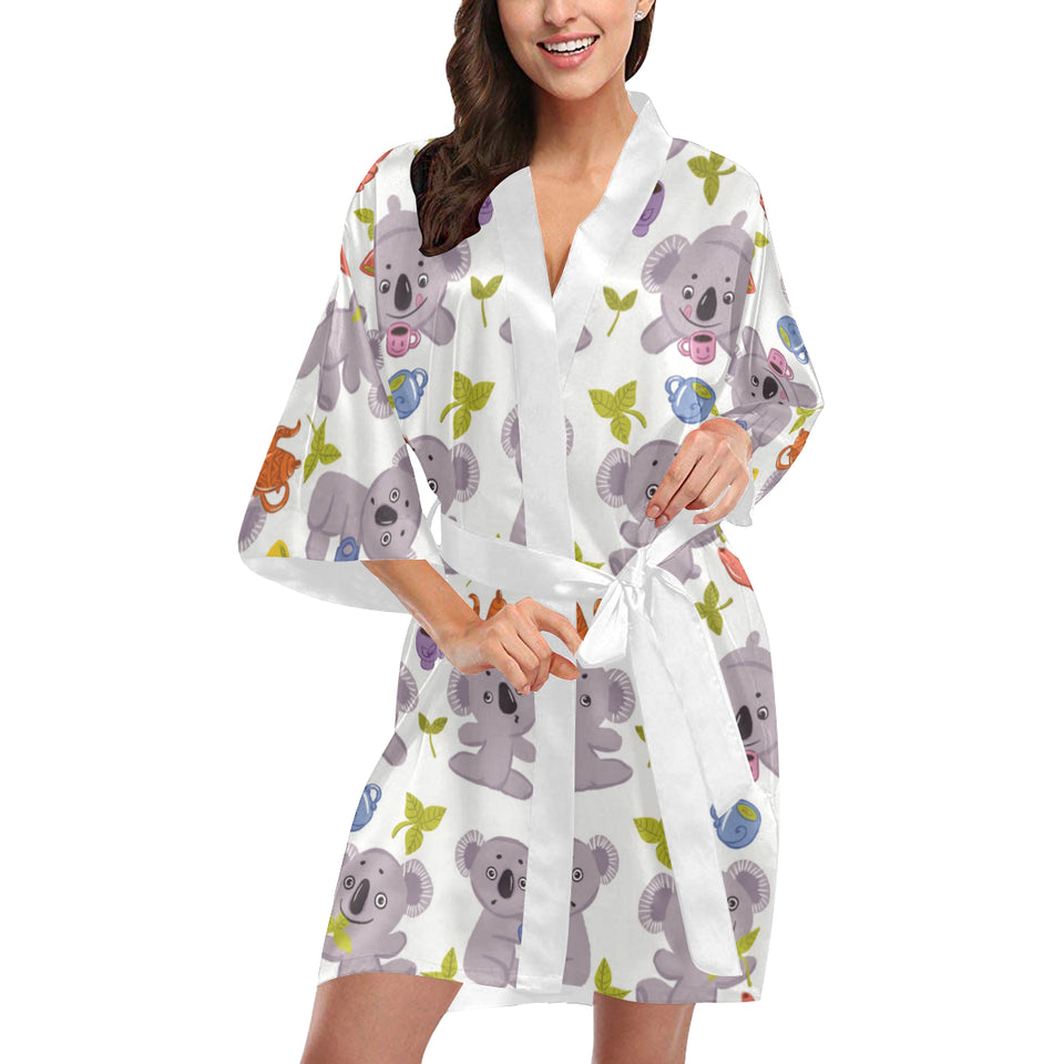 Cute koalas teapots tea Women's Short Kimono Robe