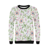 Beautiful pink lotus waterlily leaves pattern Women's Crew Neck Sweatshirt