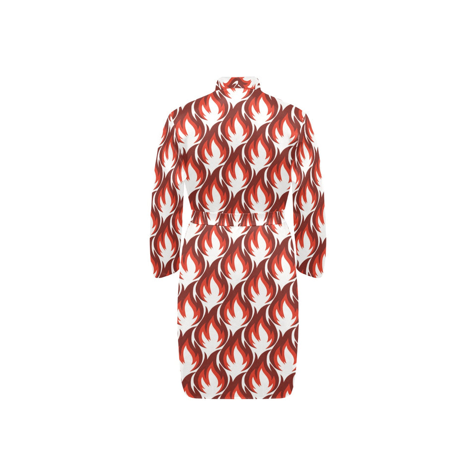 Fire flame symbol design pattern Men's Long Sleeve Belted Night Robe