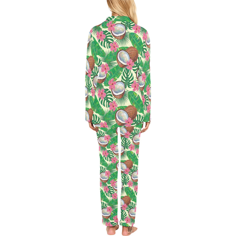 Coconut Pattern Print Design 01 Women's Long Pajama Set