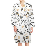 Anchors Rudders pattern Men's Long Sleeve Belted Night Robe