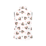 Cute pugs pink heart paw pattern Women's Padded Vest