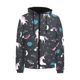 unicorn rainbows moon clound star pattern Men's Padded Hooded Jacket