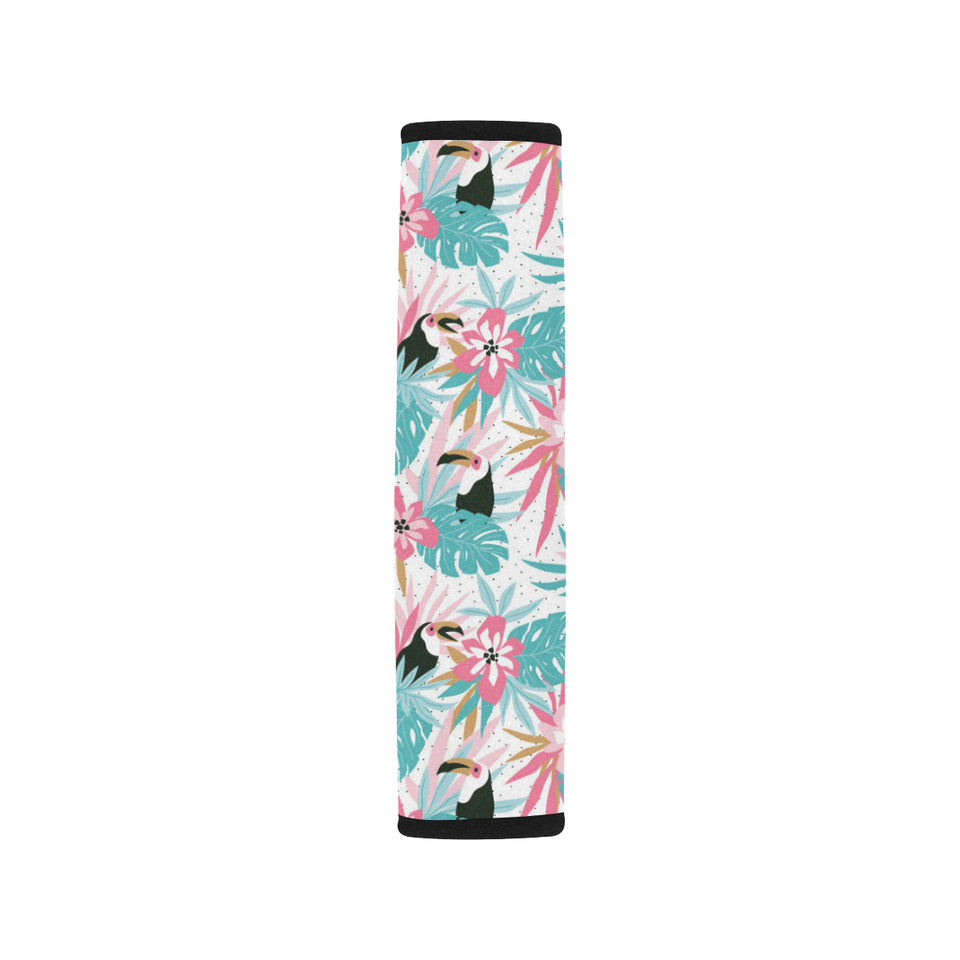 Toucan tropical flower leave pattern Car Seat Belt Cover