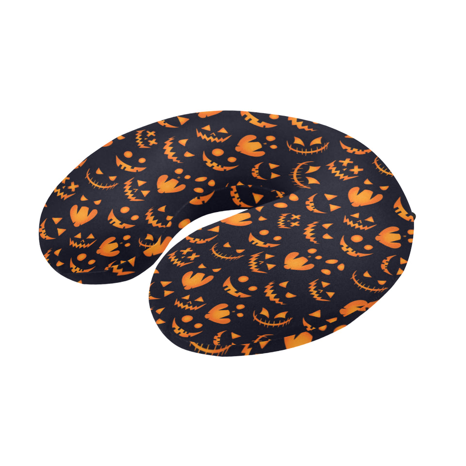 Halloween pattern Pumpkin background U-Shaped Travel Neck Pillow