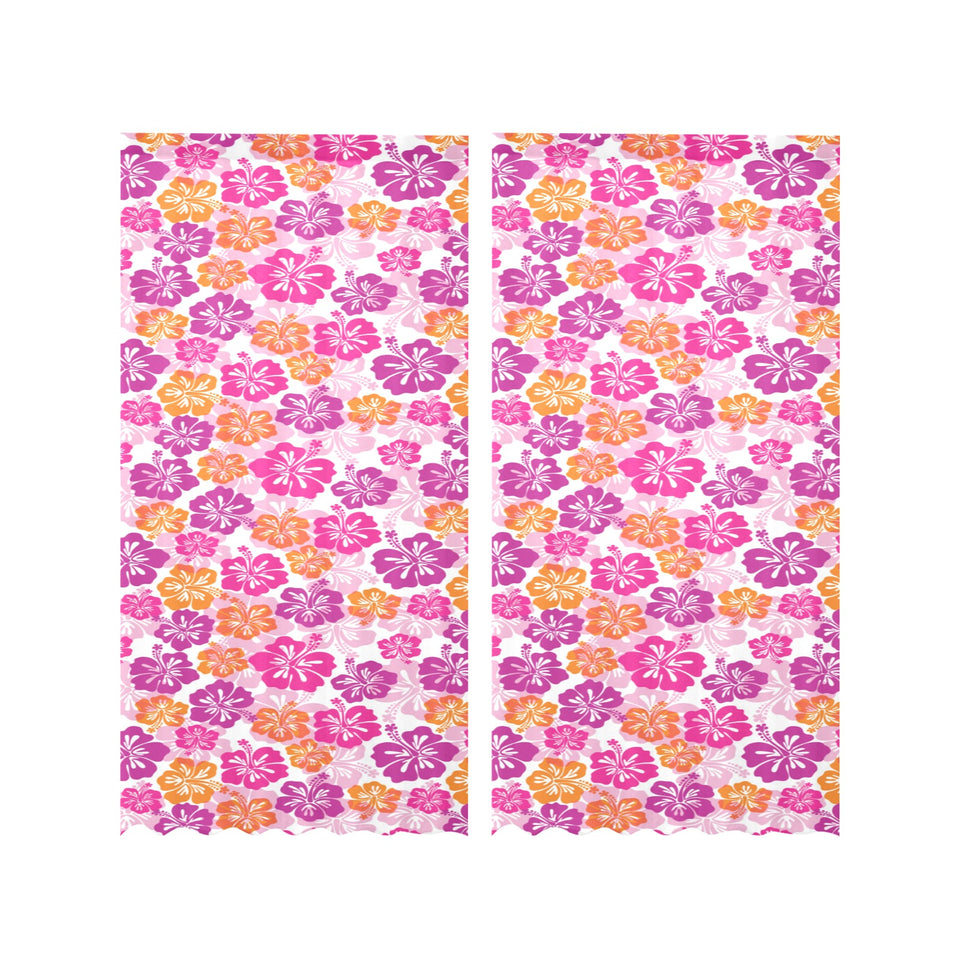 Hibiscus Pattern Print Design 01 Gauze Curtain