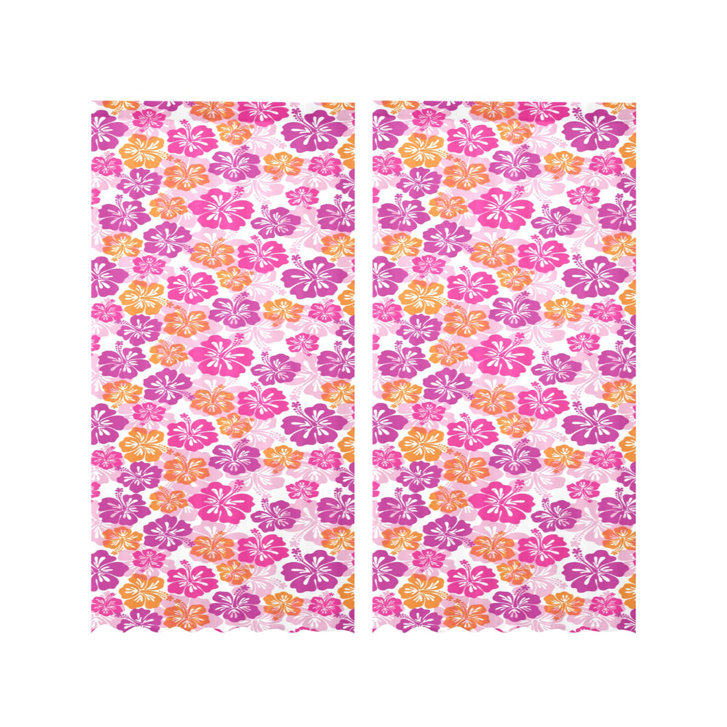 Hibiscus Pattern Print Design 01 Gauze Curtain