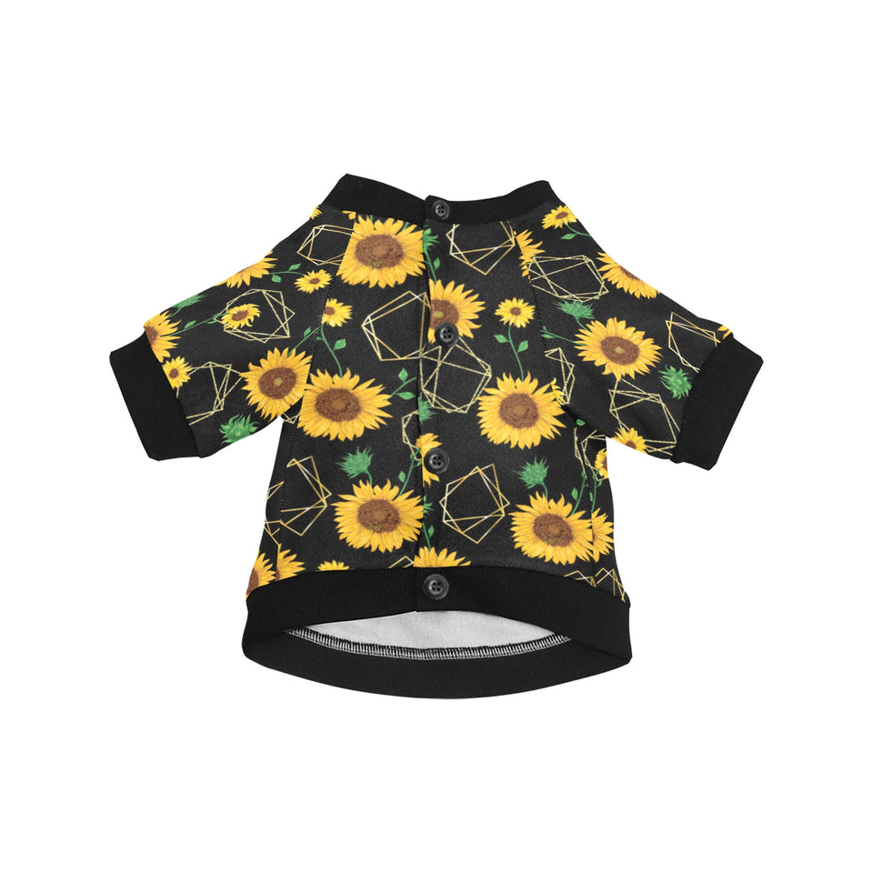 sunflower golden polygonal shapes All Over Print Pet Dog Round Neck Fuzzy Shirt