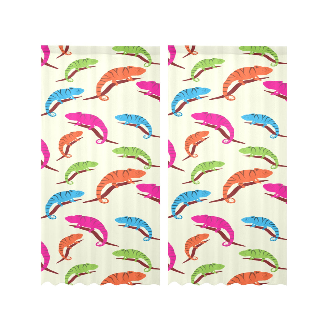 Colorful Chameleon lizard pattern Gauze Curtain