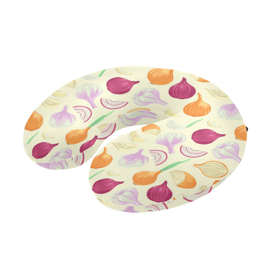 Onion garlic white red pattern U-Shaped Travel Neck Pillow
