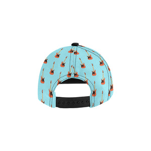 electric guitar pattern light blue background All Over Print Snapback Cap