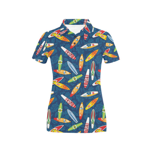 Surfboard Pattern Print Design 01 Women's All Over Print Polo Shirt