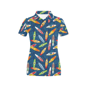 Surfboard Pattern Print Design 01 Women's All Over Print Polo Shirt