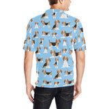 Beagle dog blue background pattern Men's All Over Print Polo Shirt