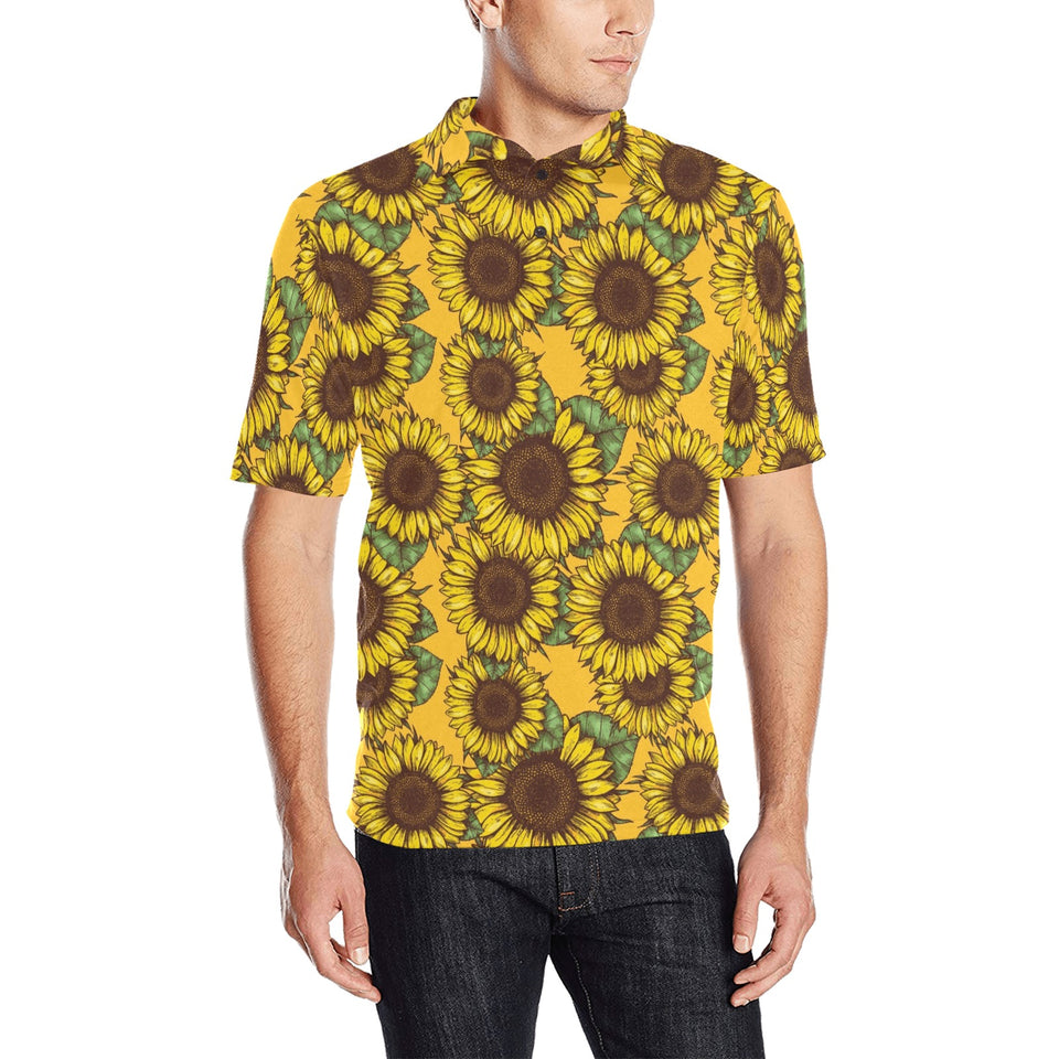 Sunflower pattern Men's All Over Print Polo Shirt