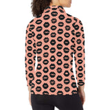 Lips Pattern Print Design 02 Women's Long Sleeve Polo Shirt