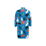 Colorful rhino pattern Men's Long Sleeve Belted Night Robe
