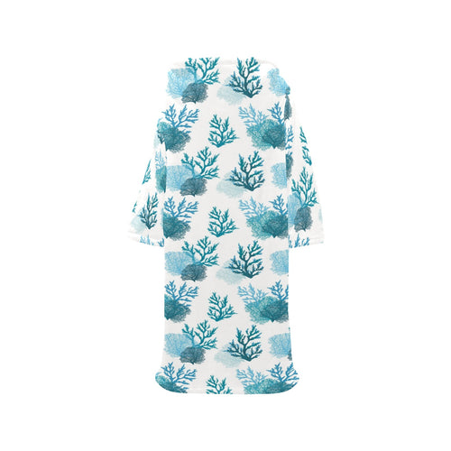 Coral Reef Pattern Print Design 04 Blanket Robe with Sleeves