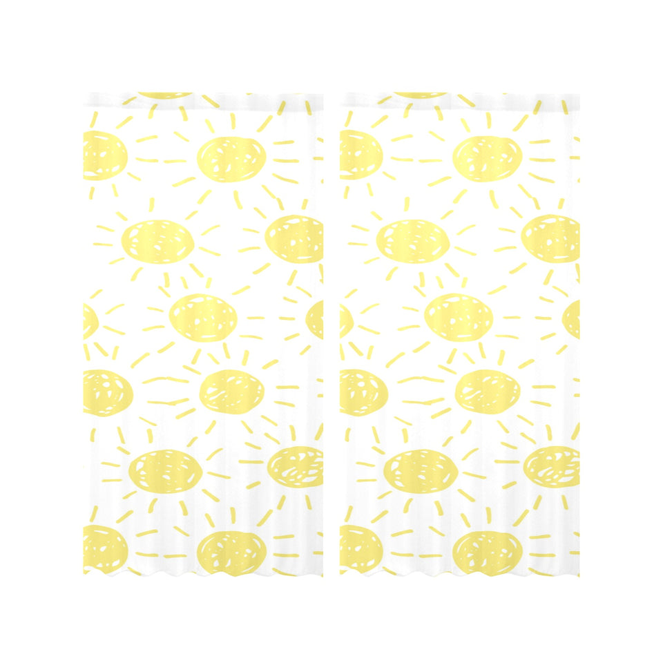 hand drawn sun pattern Gauze Curtain