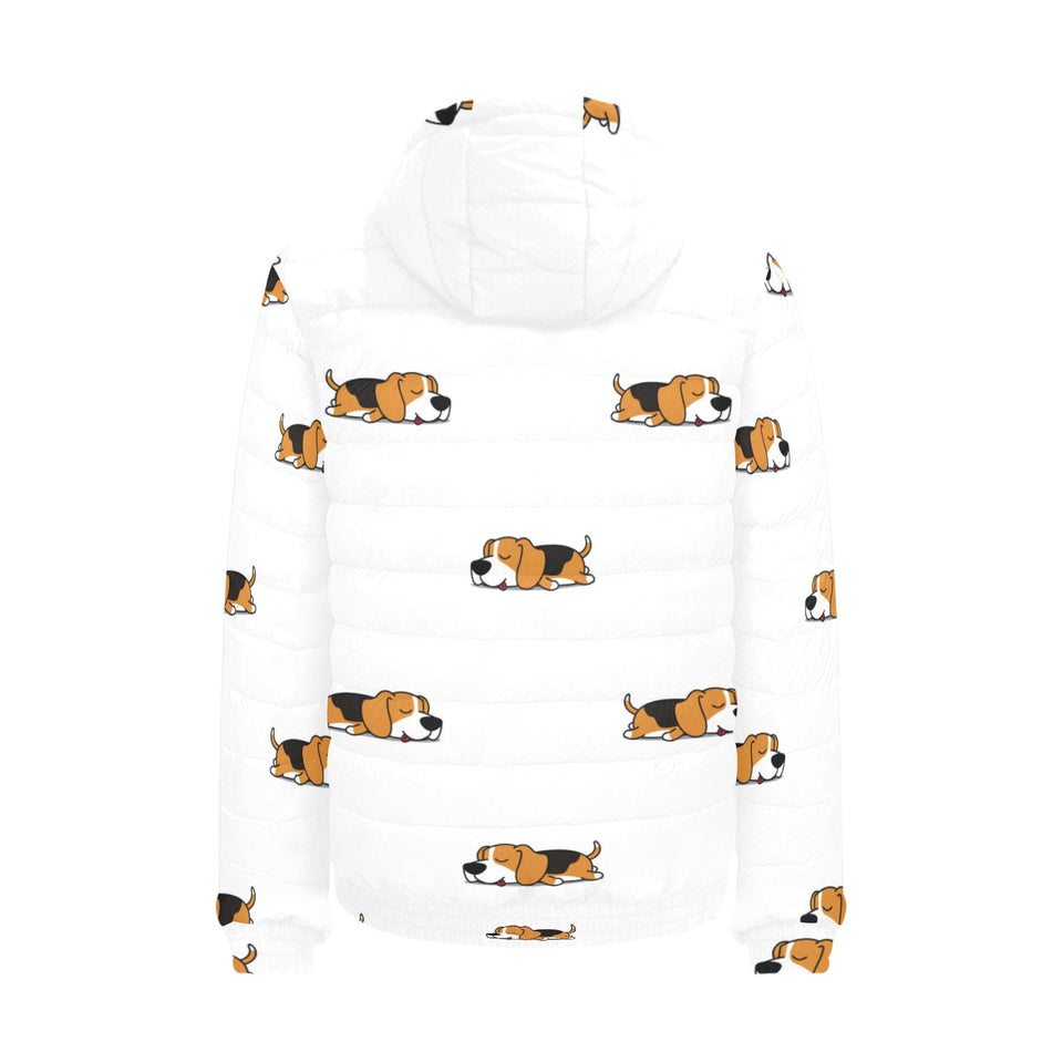 Cute beagle dog sleeping pattern Men's Padded Hooded Jacket