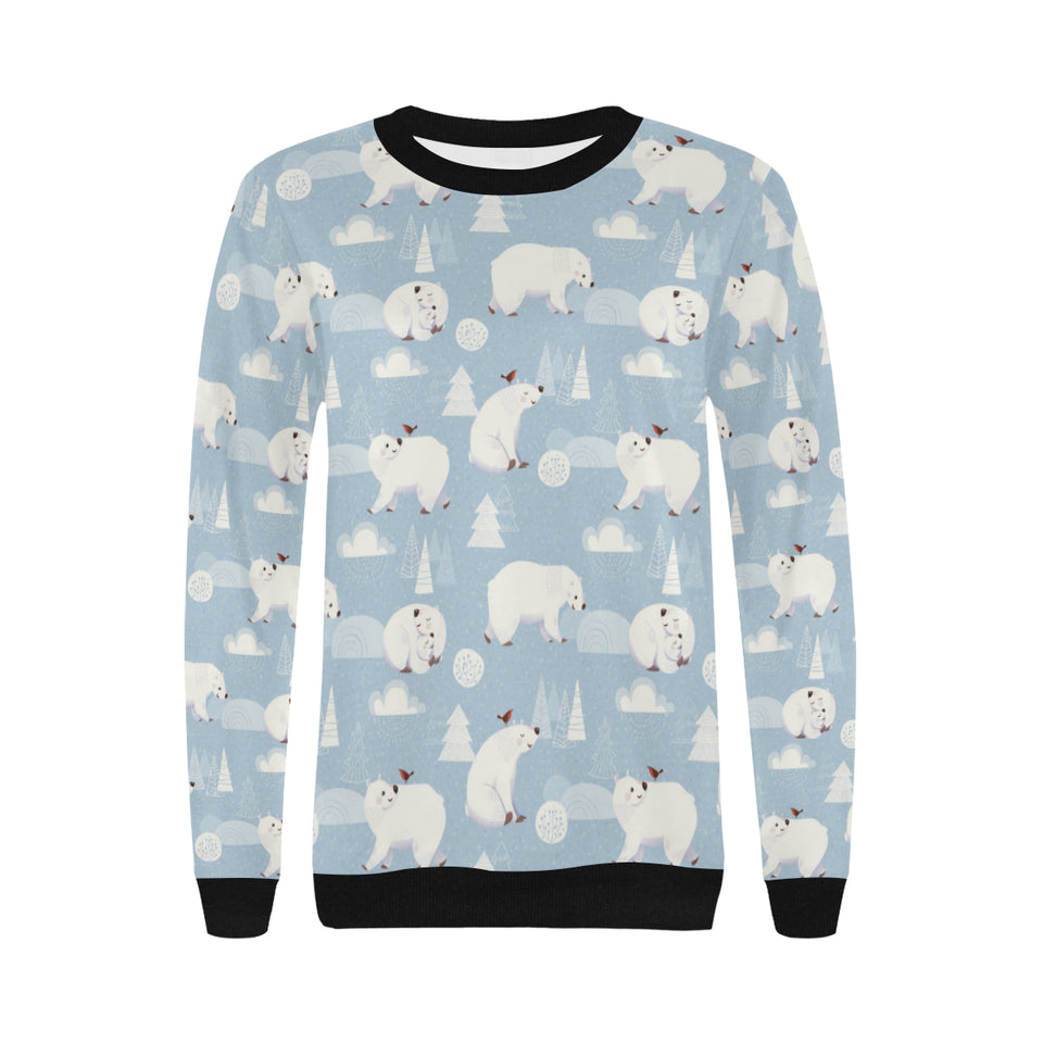 Cute polar bears Christmas decoration pattern Women's Crew Neck Sweatshirt