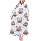 Cute pug hat rabbit costume pattern Blanket Robe with Sleeves