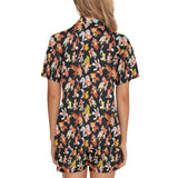 Goldfish Pattern Print Design 03 Women's V-Neck Short Pajama Set