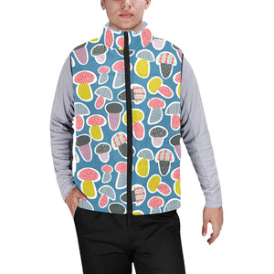 Colorful mushroom design pattern Men's Padded Vest