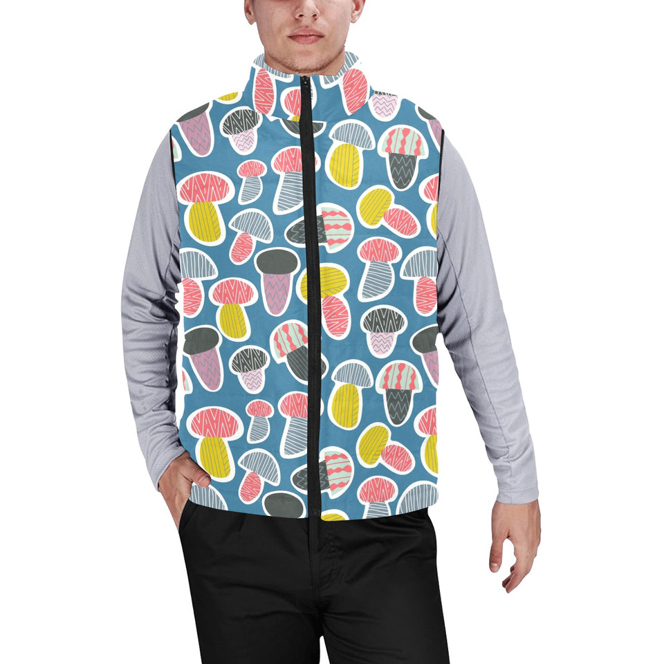Colorful mushroom design pattern Men's Padded Vest