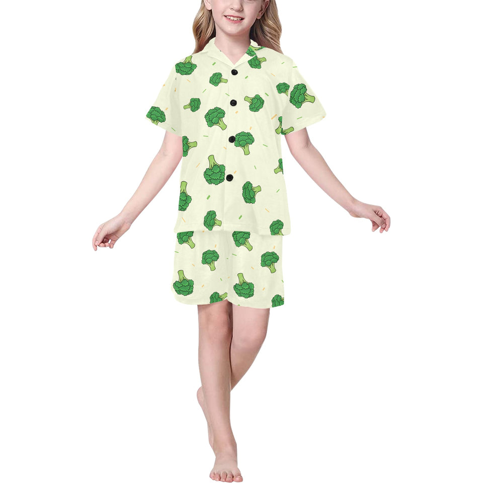 Broccoli pattern Kids' Boys' Girls' V-Neck Short Pajama Set