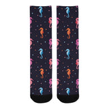Watercolor colorful seahorse pattern Crew Socks
