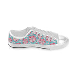 3D sakura cherry blossom pattern Men's Low Top Shoes White