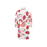 watercolor hand drawn beautiful strawberry pattern Men's Long Sleeve Belted Night Robe