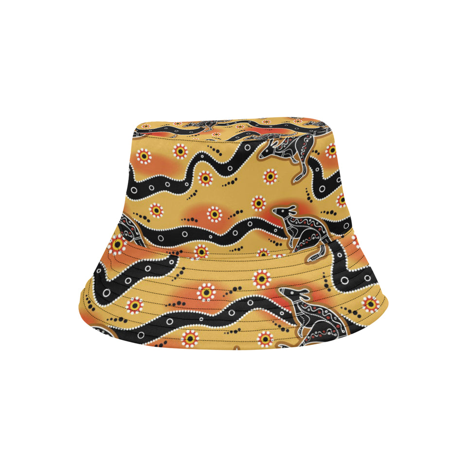 Kangaroo Australian aboriginal art pattern Unisex Bucket Hat