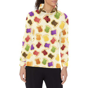 Bread Toast Pattern Print Design 02 Women's Long Sleeve Polo Shirt