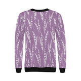 Lavender flowers purple pattern Women's Crew Neck Sweatshirt