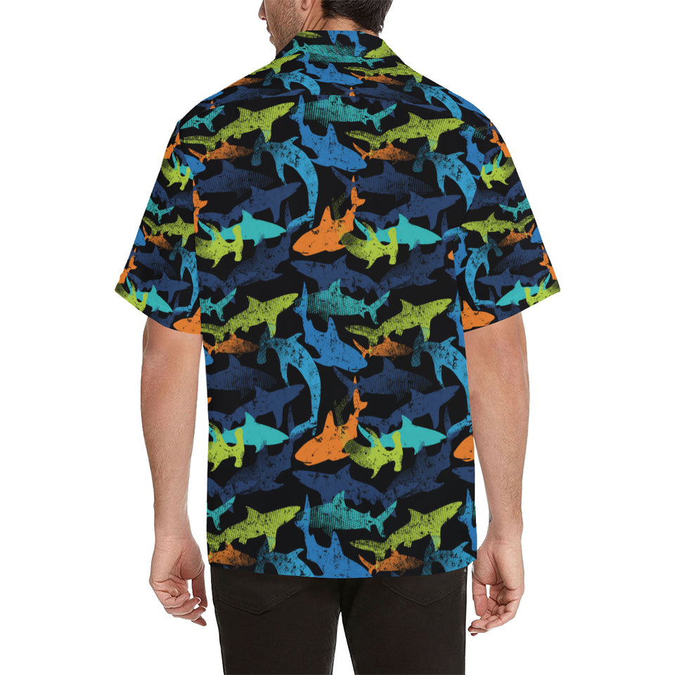 Colorful shark Men's All Over Print Hawaiian Shirt