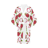 dragon fruits white background Women's Short Kimono Robe