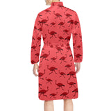 Ostrich Pattern Print Design 03 Men's Long Sleeve Belted Night Robe
