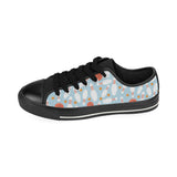 Bowling ball bowling pins blue blackground Men's Low Top Canvas Shoes Black