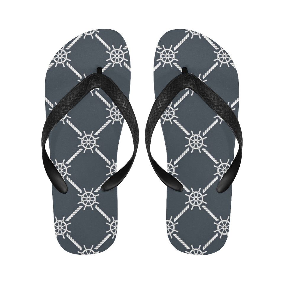 nautical steering wheel rope pattern Unisex Flip Flops